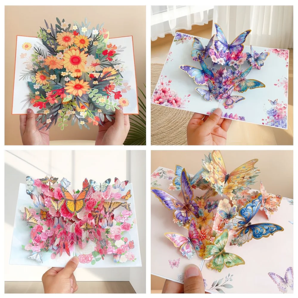 Beautiful 3D Floral Pop Up Card For Teacher Birthday Thank You Appreciation Gift Elegant Handmade Paper Stationery Greeting Card
