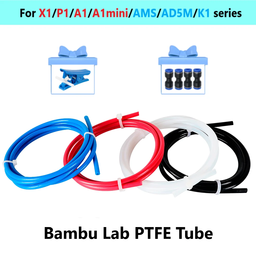 For Bambu Lab P1P AMS A1 Mini 3D Printer PTFE Tube Teflonto Pipe Bowden Extruder 1.75mm ID2mm OD4mm Bambulab Filament Parts