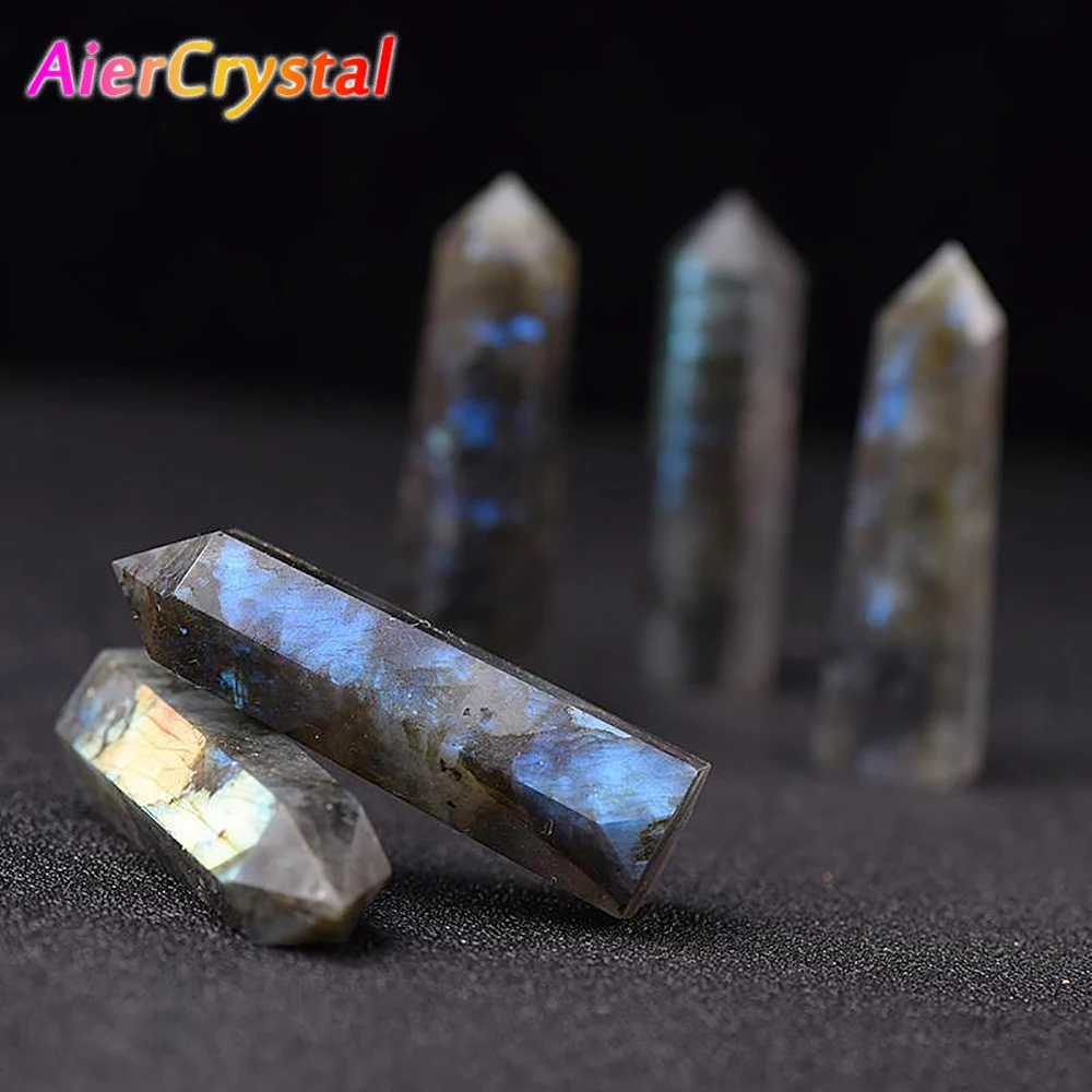 

Natural Moonstone Crystal Column Labrador Quartzite Crystal Mineral Obelisk Column Living Room Decorative Arts and Crafts Gift