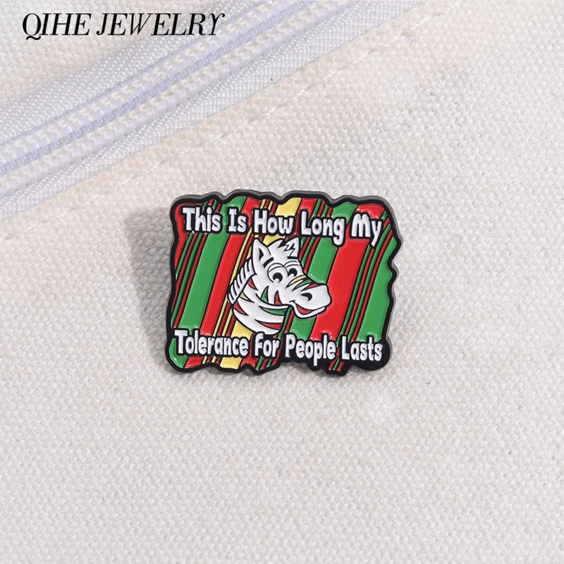 This Is How Long My Tolerance For People Lasts Enamel Pins Funny Rainbow Zebra Brooches Lapel Collar Badge Jewelry Accessories