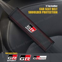 For Gazoo Racing GR Sport Emblem Corolla Camry C-HR RAV4 Yaris Leather Car Seat Belt Cushion Safety Belt Shoulder Protector Pad