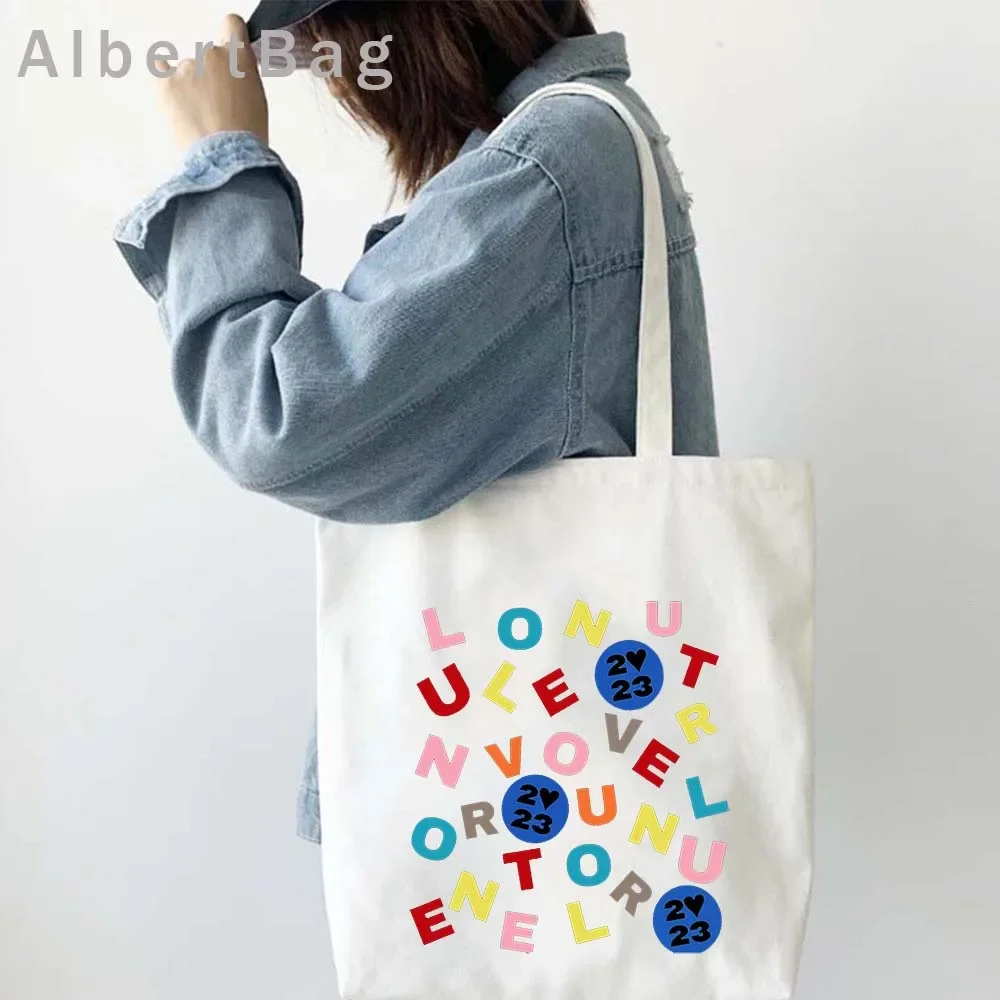Fashion Love On Tour Floral Shopping Tote Canvas Bag Sunflower Shopper Harry Cotton Cute Fans Gift Shoulder Bags Cartoon Handbag