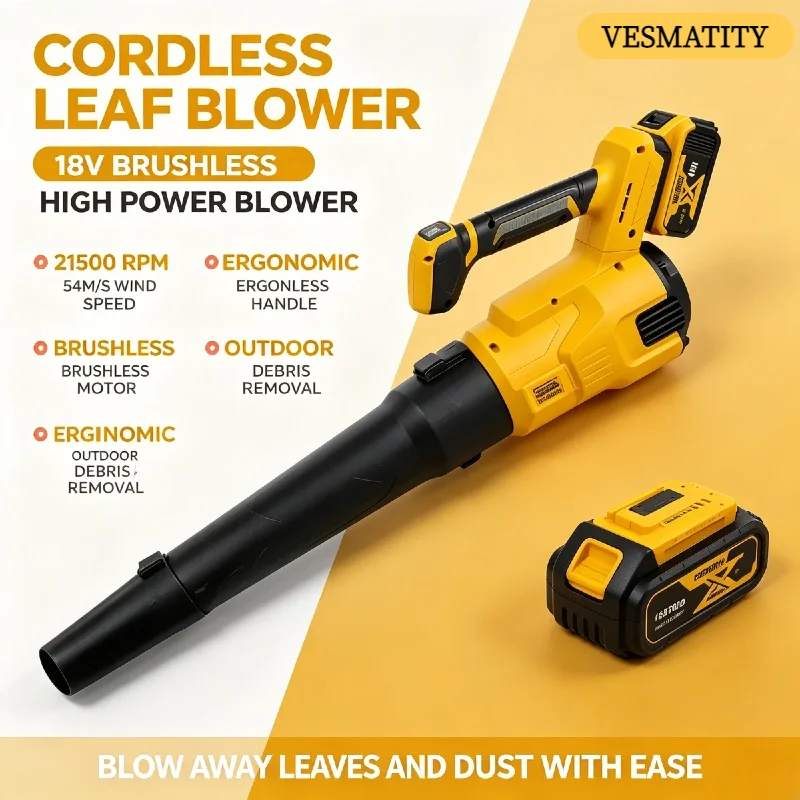 Leaf Blower Cordless - 고속 VESMATITY 무선 3단 강력 전기