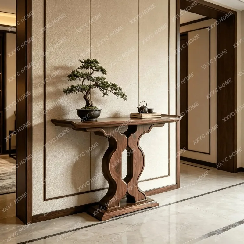 XX 2026 New Solid Black Walnut Console Table Popular New Chinese Narrow Long Strip Design Hallway End View Side Table