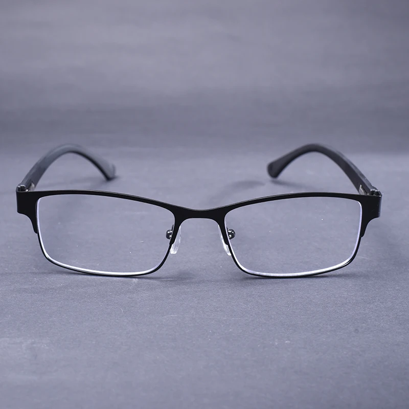 Black Frame Alloy Anti Blue Light Reading Glasses Coated Lenses Business Eyeglasses With Spring Hinge TR90 Legs+125+175+225