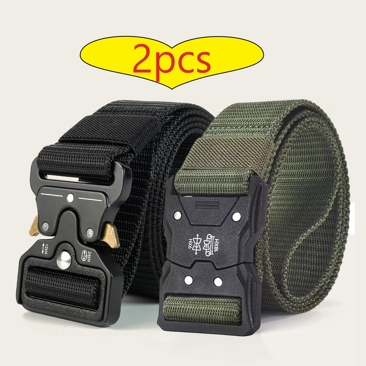 Tactical Quick Release Buckle Belt 2-Piece Mixed Set Outdoor Workwear Multi-functional Quick Release Tactical Nylon Belt