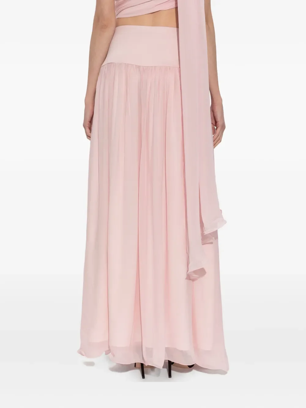 エレガントなハイウエストの流れるようなピンクのマキシスカートサマーガウン結婚式のゲストの衣装パーティー休暇ロングスカートカスタムメイドエバープリティ