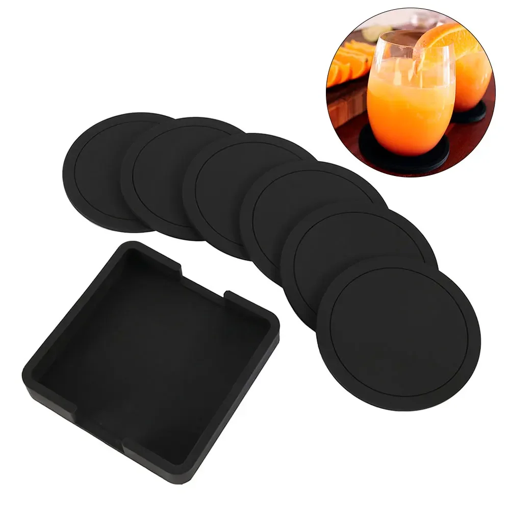 6pcs Silicone Cup Mats for Drinks Non Slip Cup Mat Soft Drink Cup Mat for Coffee Table Office Desk Heat Resistant Cup Mat