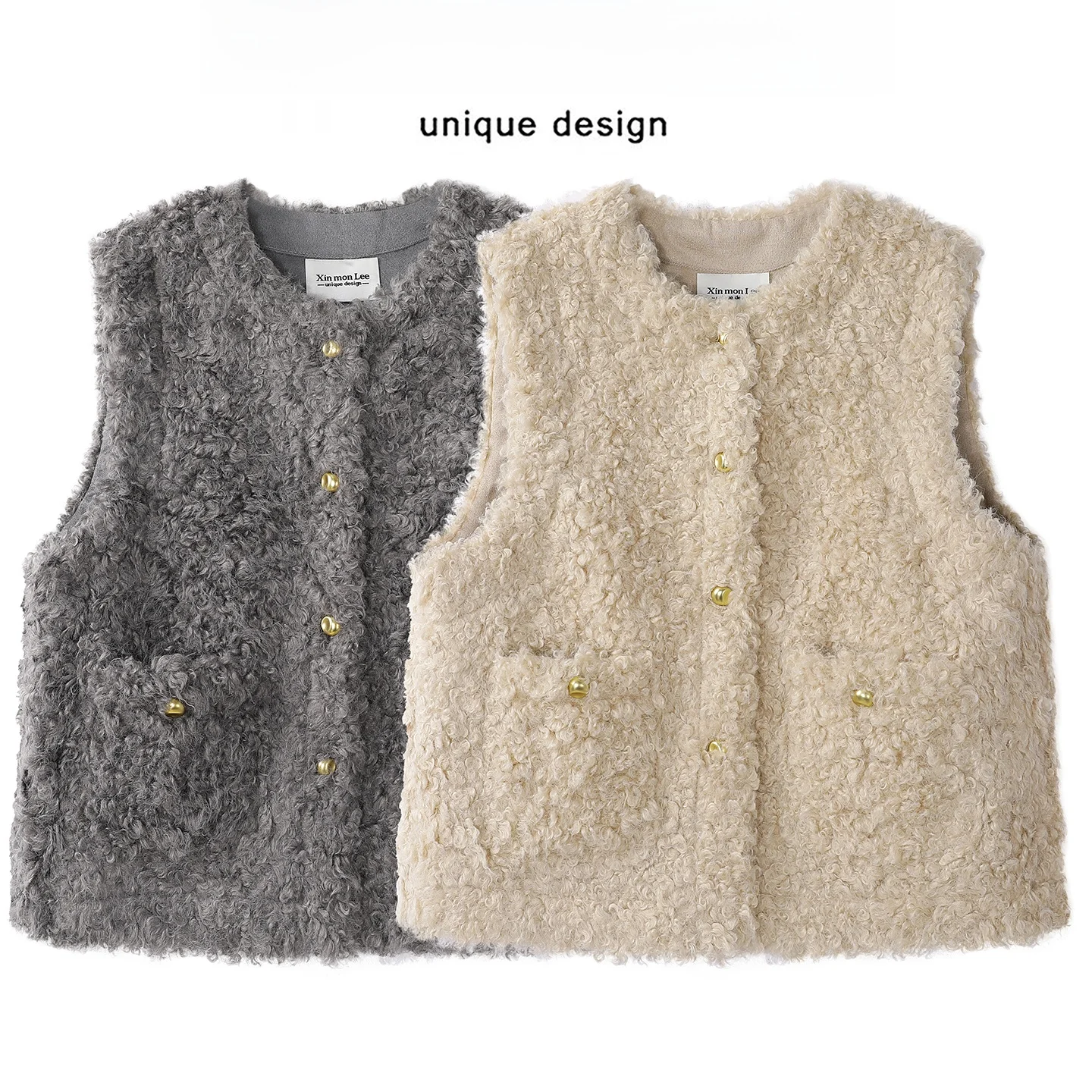 

Ele ort Leather And Fur Vest Svel round Ne Design Korean Sle Women's Outerwear Breathable Straight Fit Coat