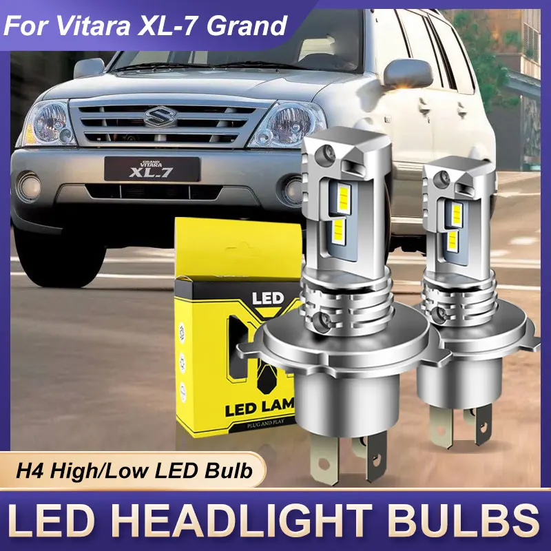 2pcs LED Headlight High/Low Beam Bulbs H4 9003 HB2 Bright Lamps CANbus 12000lm For Suzuki Vitara XL-7 Grand 1999-2003 6000k