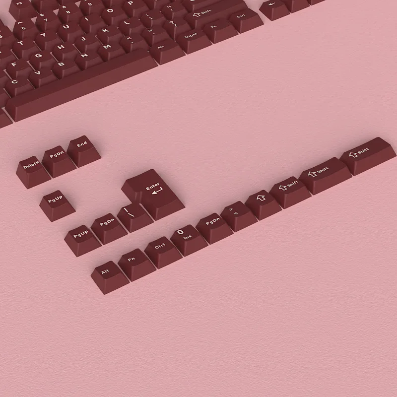 Deep Red Keyboard Accessories Keycaps PBT Material Front-printed Small Full Set 126-Key Original Height Two-Color