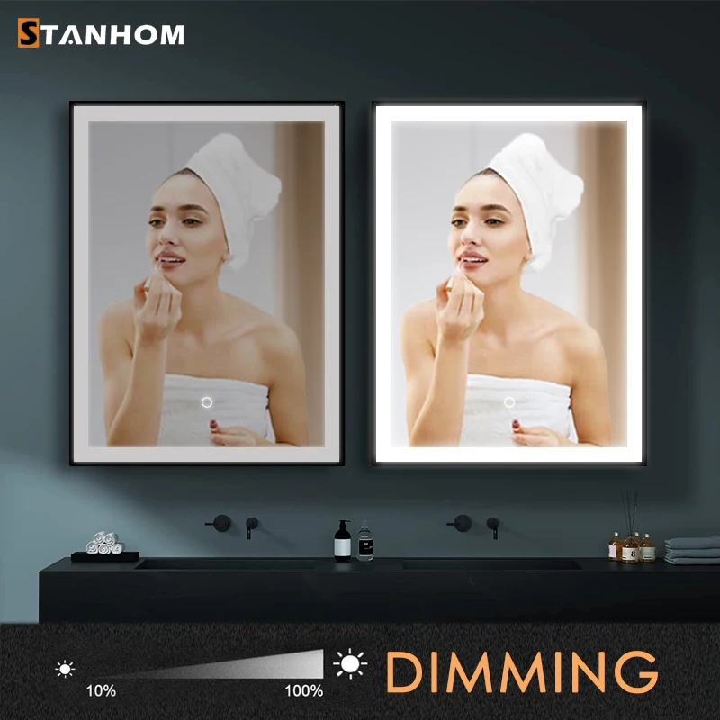 CE UKCA RoHS Modern Bathroom Vanity LED Mirror Cabinet Aluminum Framed Wall Mounted Lighted Mirror Medicine Cabinet view 4