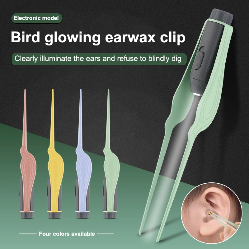1pc Baby Ear Cleaner Tweezer Soft Ear Picks Flash Light Ear Wax Curette Picker Ears Cleaning Tools Ear Wax Dig Removal Earpick