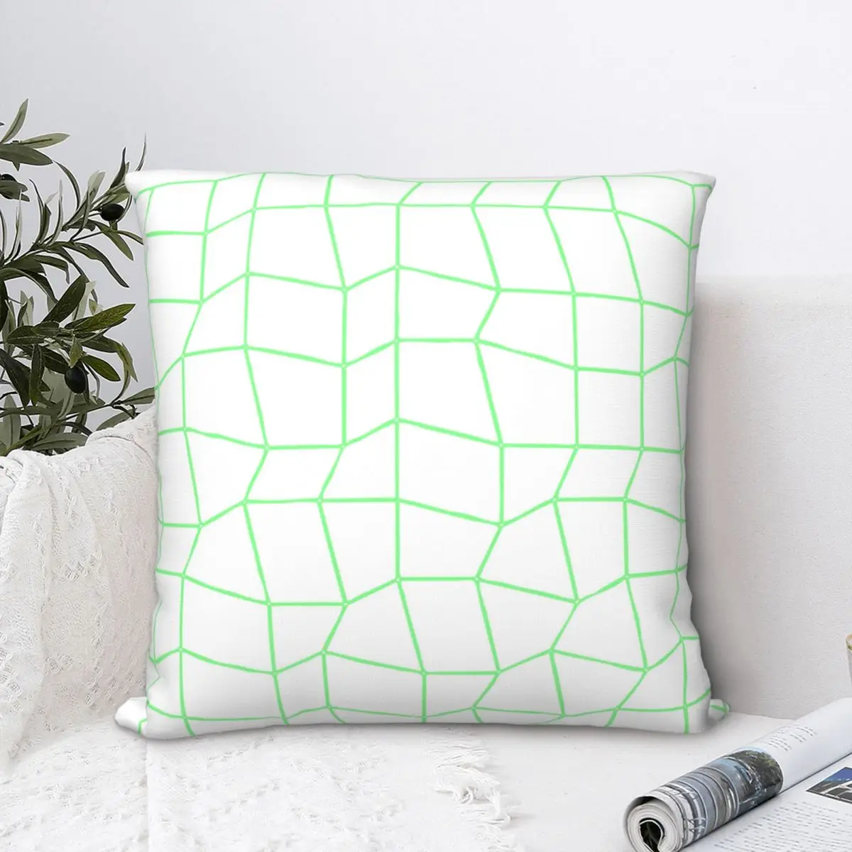 

Irregular Grid Mesh Square Pillowcase Polyester Pillow Cover Velvet Cushion Zip Decorative Comfort Throw Pillow For Home Bedroom