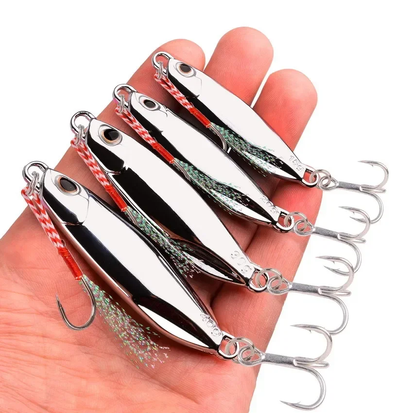 Metal Cast Jig Spoon 10g 15g 20g 30g 40g Lures set With Hook Casting Jigging Fish Sea Bass Fishing Lure Artificial Bait