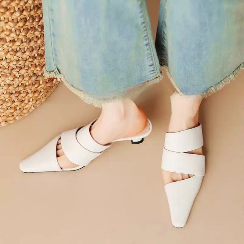 2026Summer New Pointed Toe Shallow Mouth Breathable Pumps Statement Cutout Stiletto Slippers