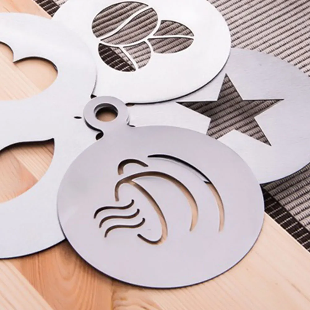 

2Pcs Coffee Latte Stencils Stainless Steel Mold Reusable Milk Foams Templates Cappuccino Art Decorative Kitchen Bar Tools