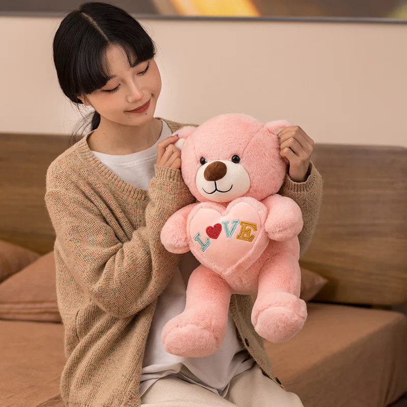 45/65CM High quality Kawaii Teddy Bear With Love Hearts I love You Plush Toy Stuffed Anime Doll For Girls Birthday Gift