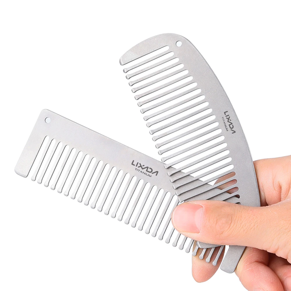 Lixada Titanium Comb Anti-Static Hair Beared Comb Pocket Comb Outdoor Travel Essentials Scalp Massage Titanium Hairbrush