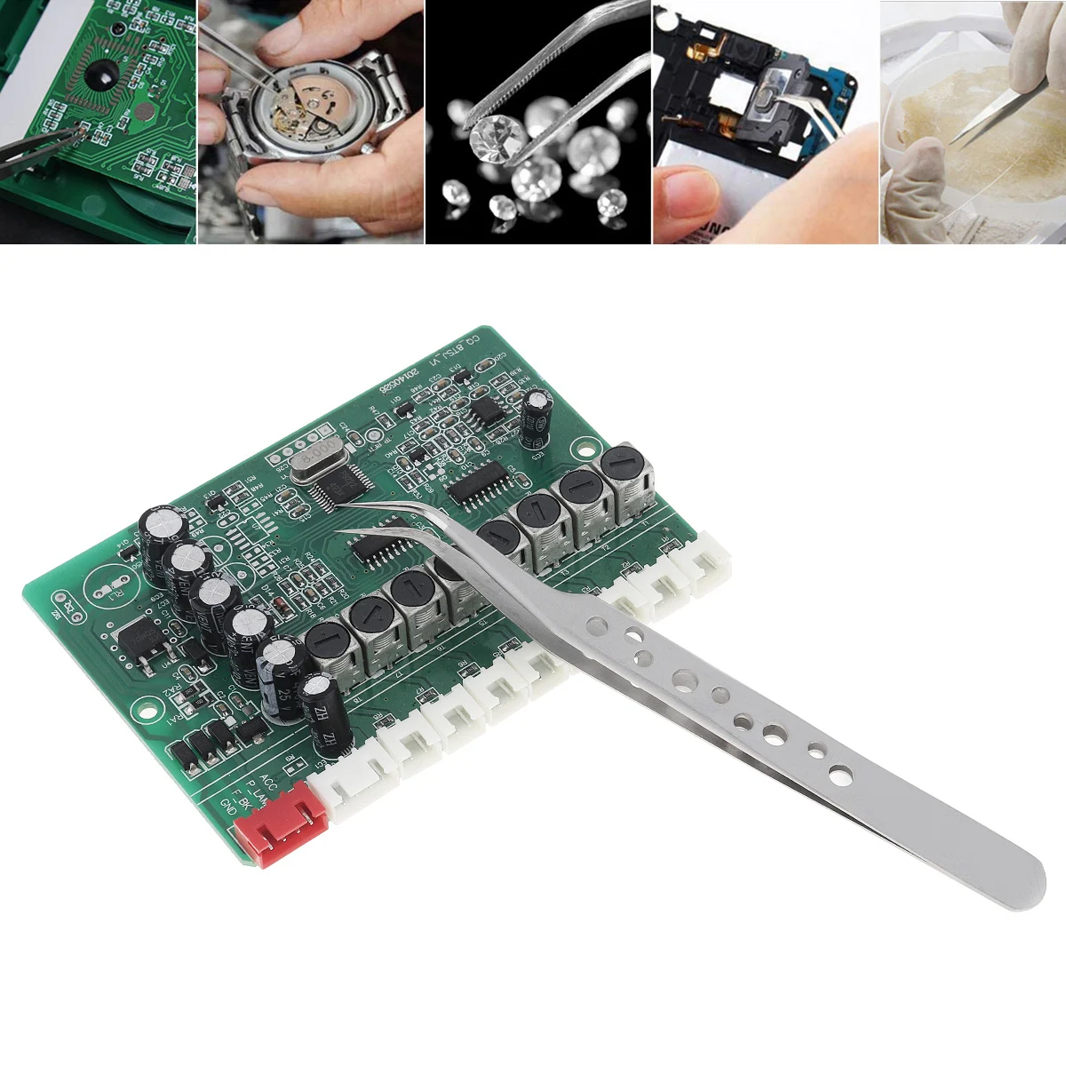 Pinça inoxidável de pouco peso da precisão da ponta curvada da anti estática de 125mm para o reparo do telefone e a ferramenta industrial da mão da eletrônica