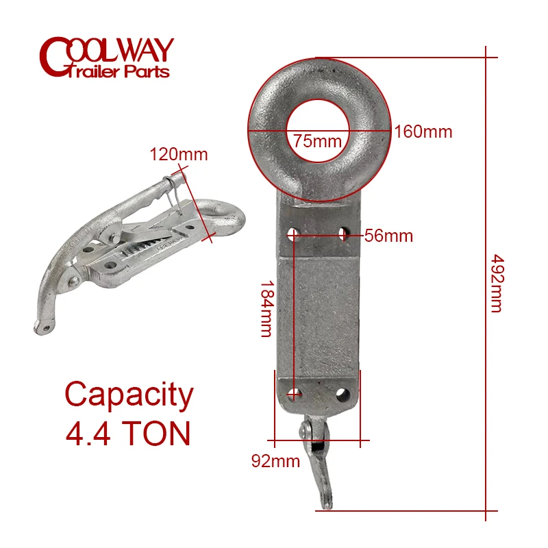 Trailer Casting Ring Coupling Hitch Coupler W/N Brake Level CAP 4.4 Ton Parts RV Accessories Camper Caravan Components