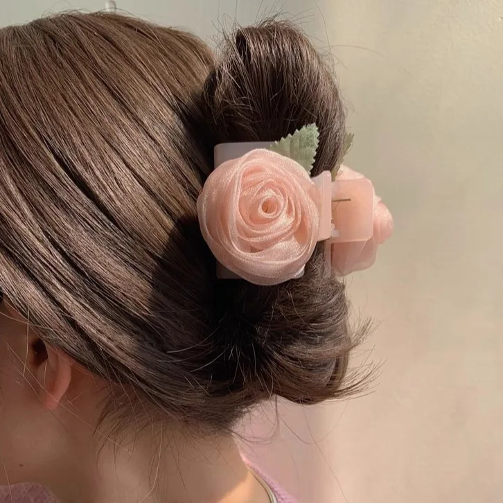 Pink Rose Grab Clip Spring New Updo Shark Clip Hair Headpiece