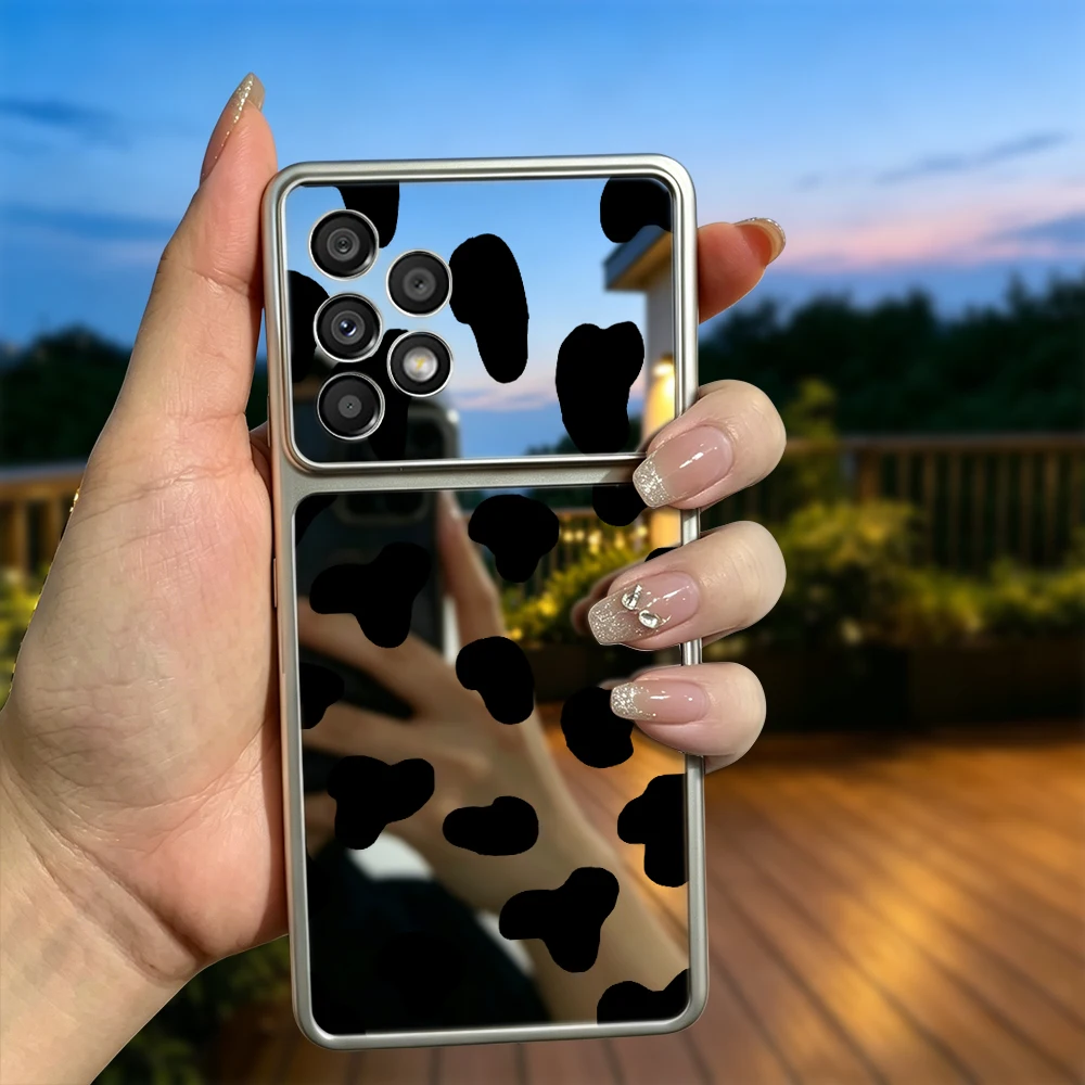 Cow Print Mirror Phone Case For Samsung Galaxy A05 A06 A07 A13 A14 A15 A16 A17 A23 A24 A25 A26 A27 A33 A34 A35 A36 A37