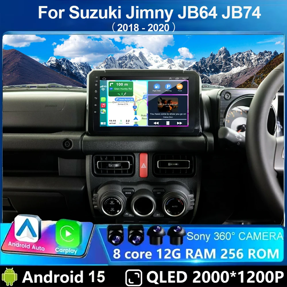 

9-дюймовый Android 15 мультимедийный видеоплеер для Suzuki Jimny JB64 JB74 2018-2020, автомобильное радио, стереосистема, GPS-навигация, Carplay, WIFI, 4G