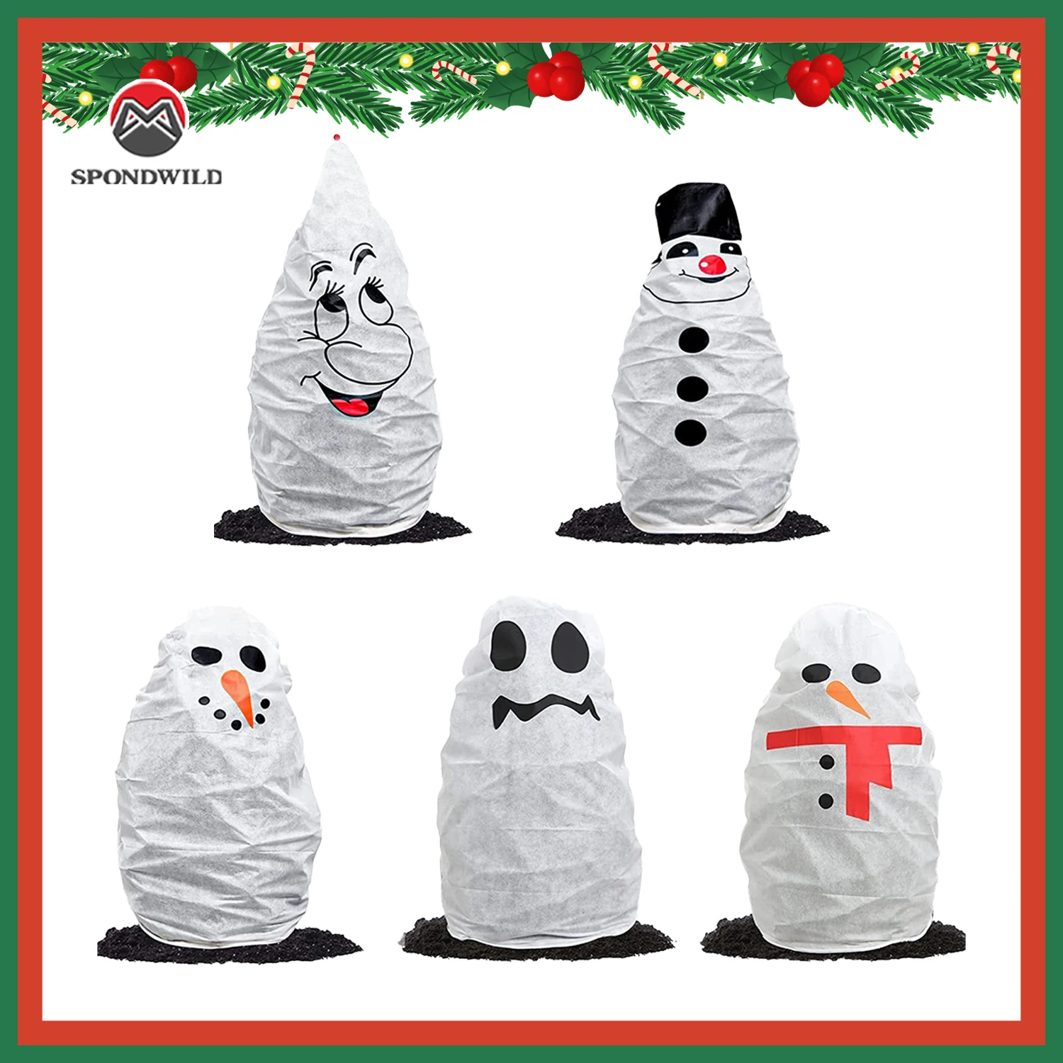 

Рождественский подарок Морозный чехол с шнурком 35,4 "x 43", зимнее защитное одеяло для растений для горшечных растений