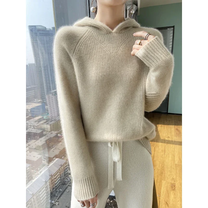 Cashmere Sweater Hoodie Loose Casual Women Pullovers Autumn Women Sweaters Winter Pullover Hoodies Long Sleeve Top Sweatshirt