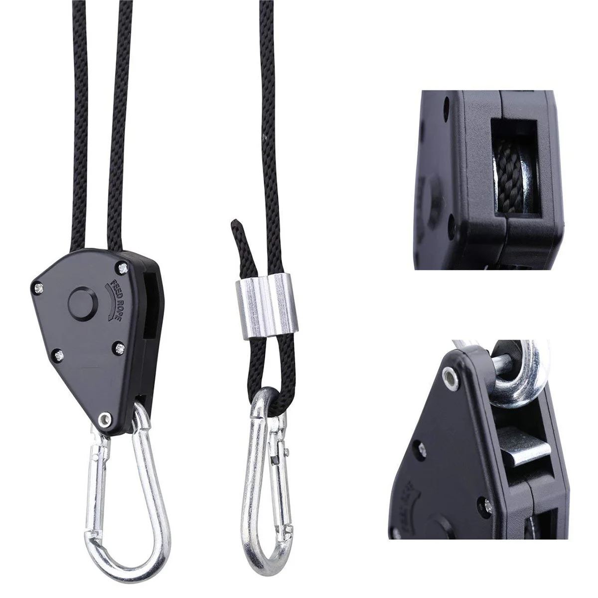 

4Pcs Durable Rope Clip Hanger Grow Light Ratchet Pulley Heavy Duty Metal Internal Gear Rope Tie Grow Light Ratchet Hanger