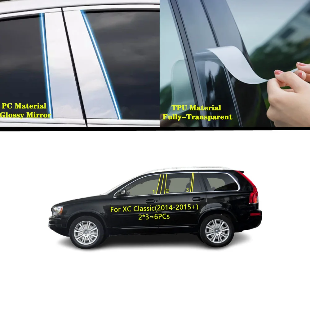 

For Volvo XC Classic 2014-2015+ Accessories Car TPU/Glossy Mirror Pillar Post Cover Door Trim Window Molding Sticker