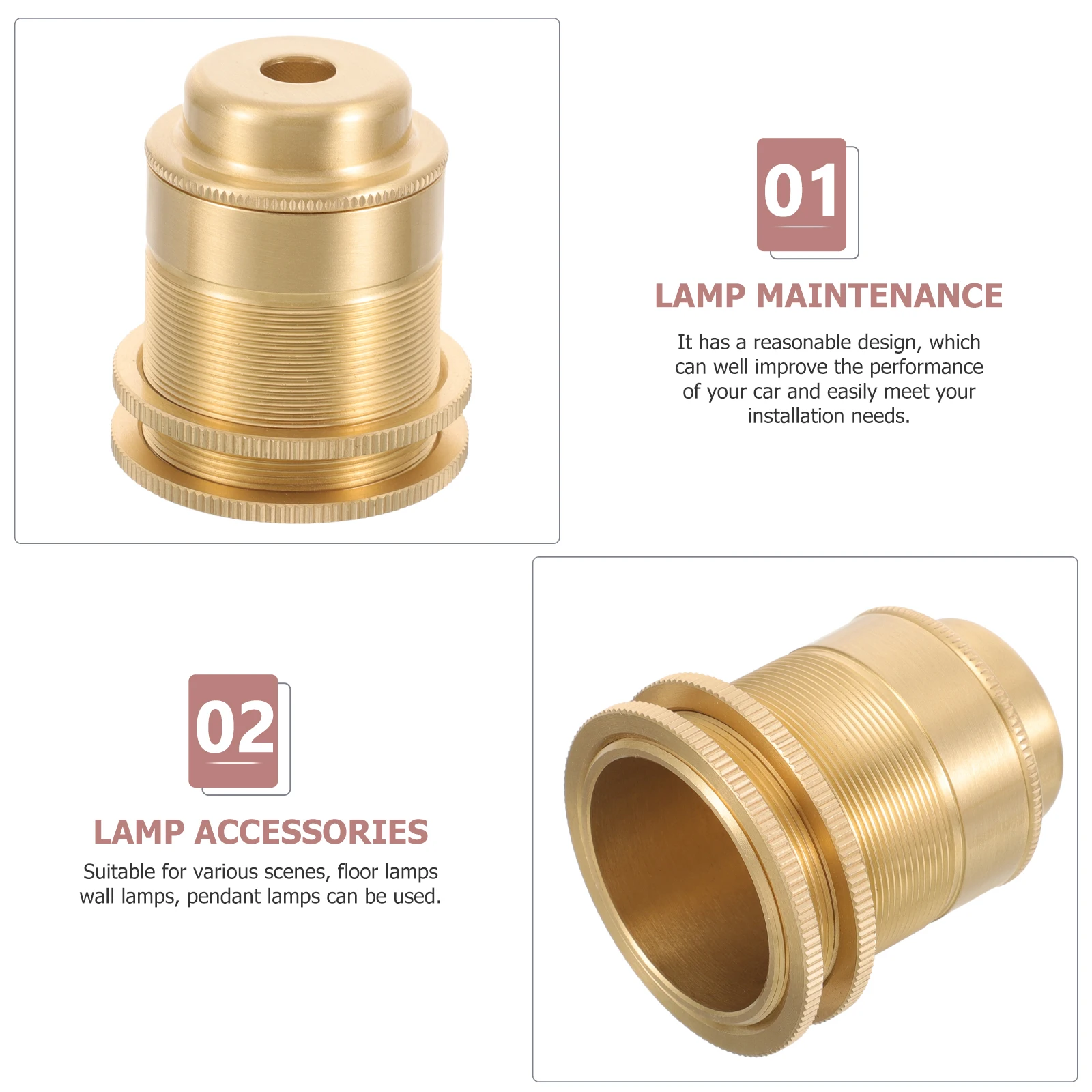 

Pure Copper Lamp Holder E27 Socket DIY Pendant Light Parts Replacement Bulb Sockets Lamp Repair Kit Home Office Decorative