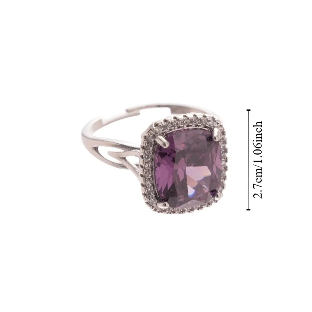 فريدة من نوعها كبيرة مربع كريستال حلقة مفتوحة الزركون خمر حجر الراين خواتم افتتاح أنيقة مبالغ فيها حلقة مأدبة