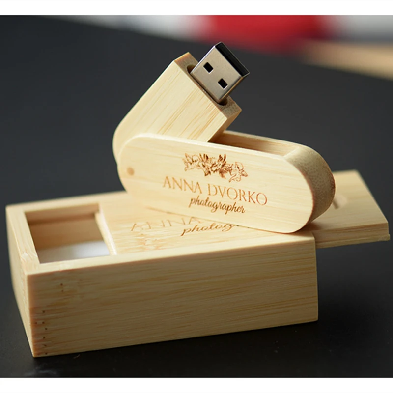 USB2.0หมุนได้พิมพ์ลายสี gratis ongkir/เลเซอร์โลโก้แฟลชไดร์ฟหมุนได้4GB 8GB 16GB 32GB 64GB และกล่องไม้