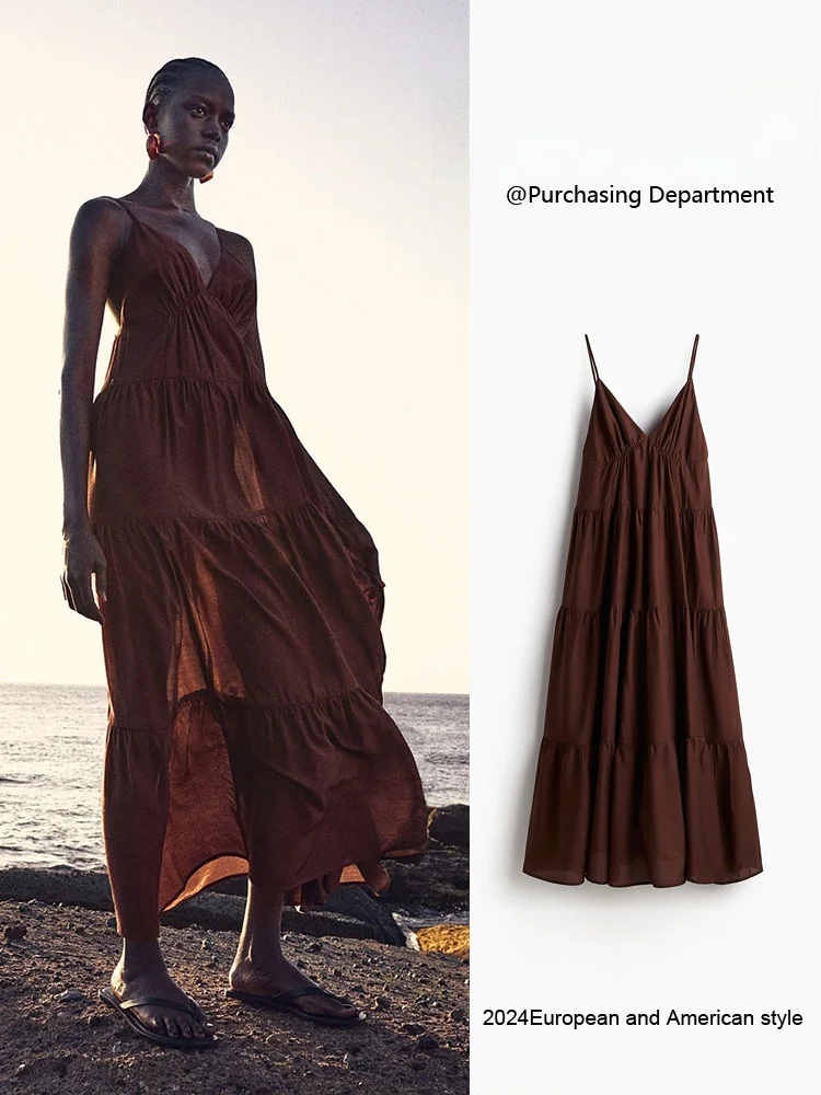 Sexy Svel Long Dr ZA2025 Nuovo abito estivo comodo e comodo a strati per le donne, perfetto per le feste