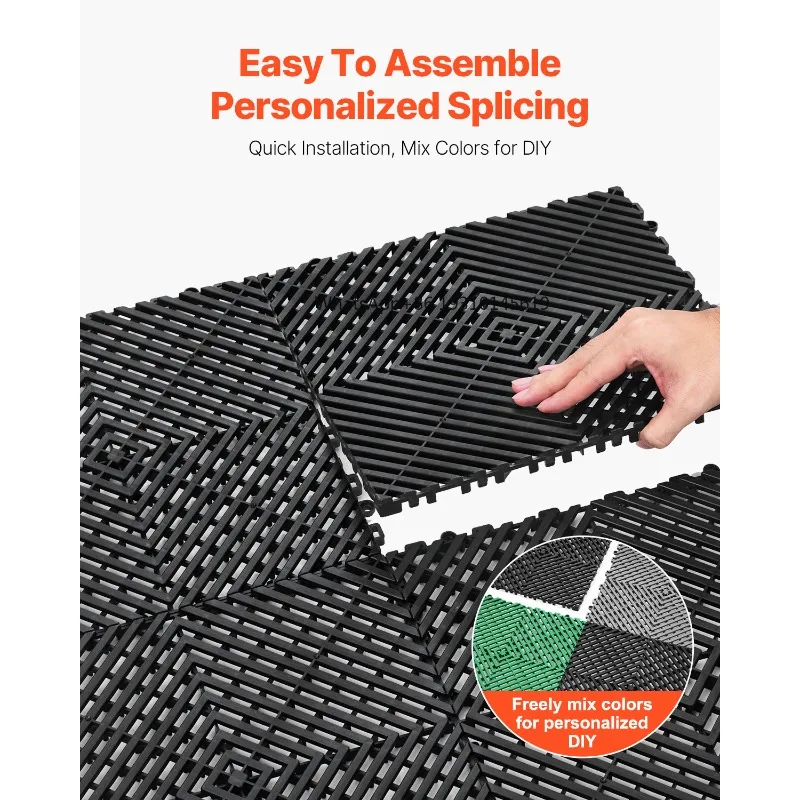 

【From China】SucceBuy Interlocking Drainage Mat 12inx12in 12/24/40/50/55 Pcs Splicing Mats Non-Slip PP Drainage Floor Tile & Show