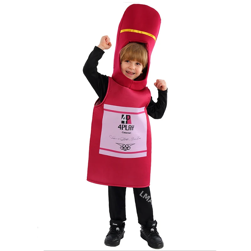 Unisex Cute Boy Beer Halloween Fancy Dress Up Party Food Cosplay Girl Red Wine Bottle and Cheese Costume For Kids