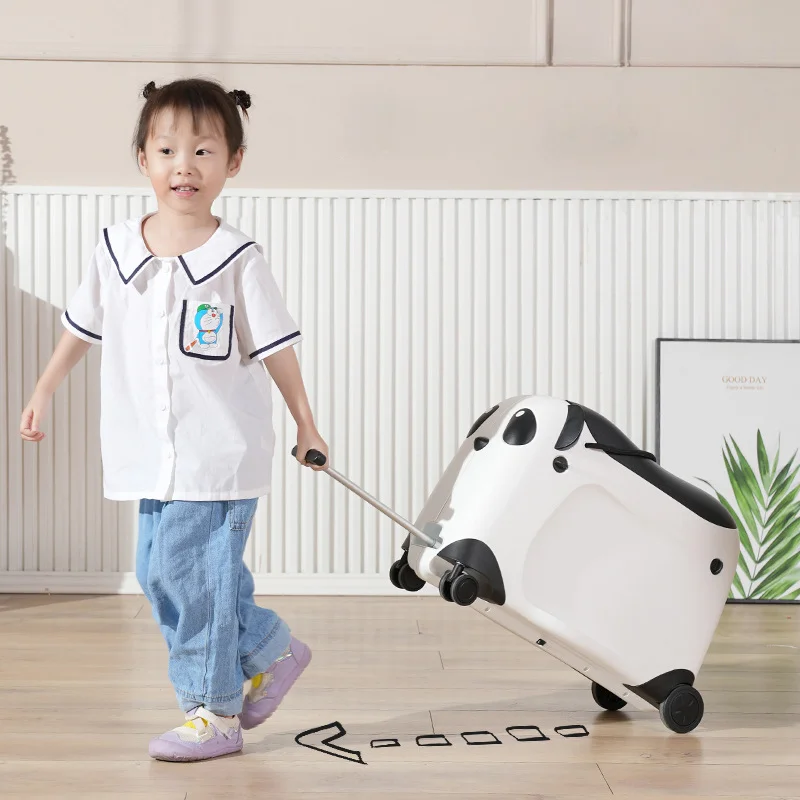 Kids Suitcase with wheels cute Cartoon Panda trolley luggage case Waterproof Travel Bags for Children\'s Sat and Ridden Suitcase