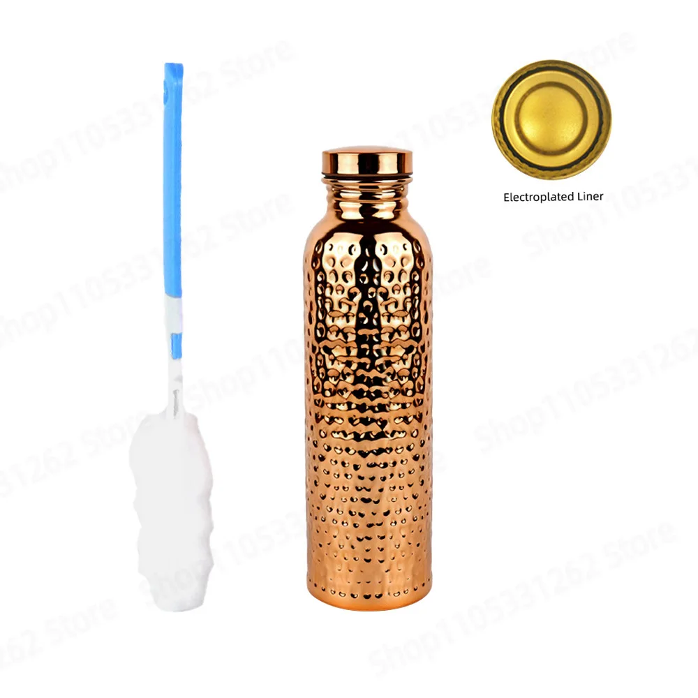 Handmade Copper Plated Stainless Steel Water Bottle Vacuum Insulated Leak Proof for Gym Outdoor Travel