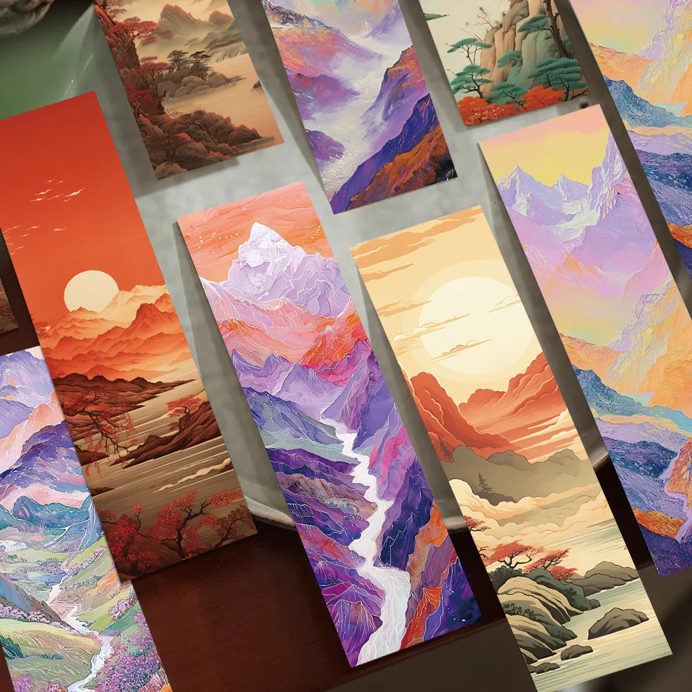 30/60pcs Chinese color landscape Painting bookmark DIY decorative reading pages book marking gift paper card for students