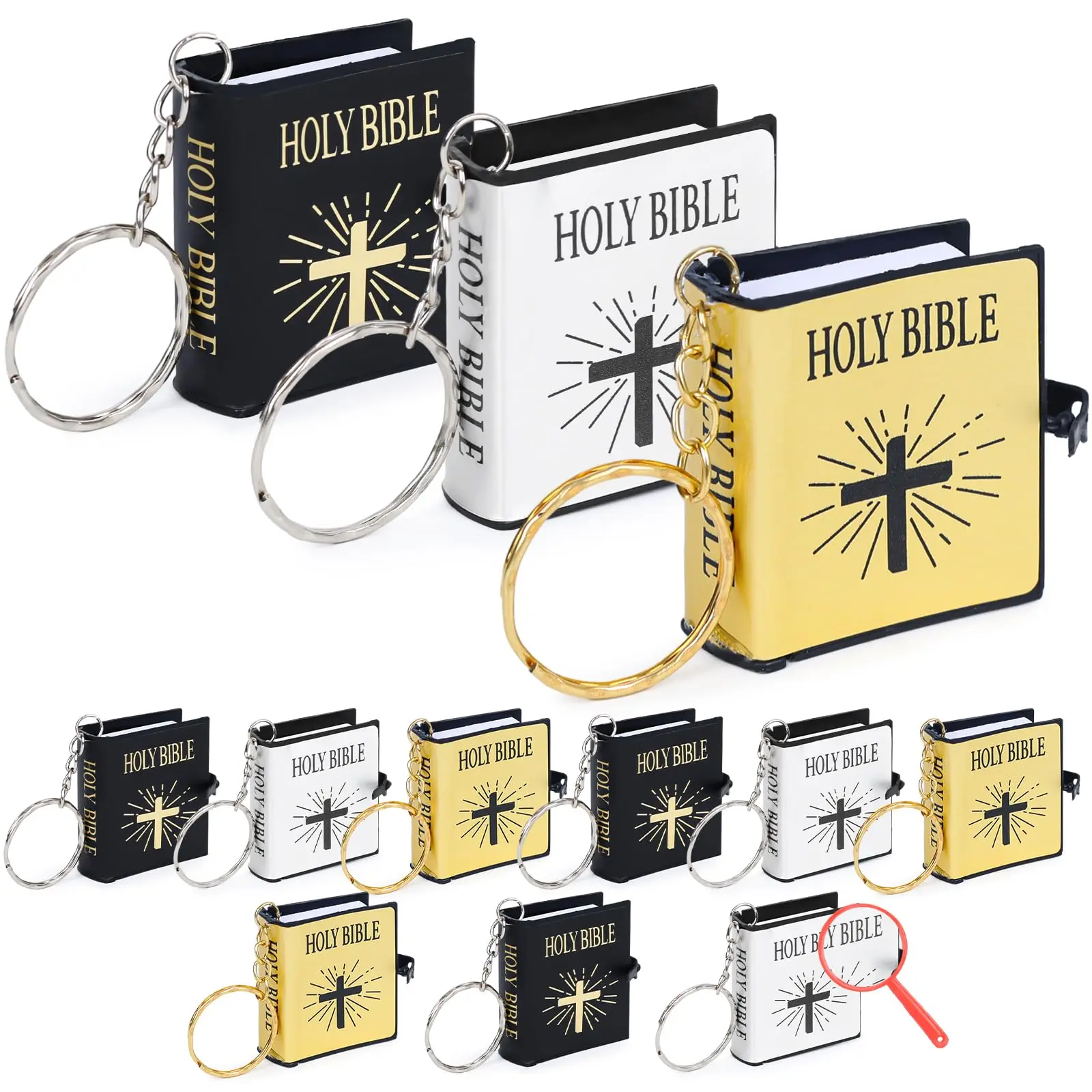 

Bible Keychain Mini Bibles Miniature Real Bible Key Chains Handbag Pendant Xmas Gift