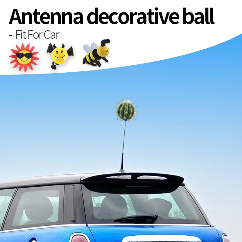 

Car Antenna Ball For MINI R50 R53 R55-R61 F54 F55 F56 F60 J01 J05 U25 F66 F65 Happy Bee And Funny Cactus Car Decoration