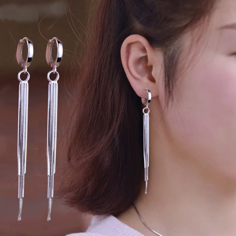 Trendy Tassel Snake Chain Hoop Earring For Women Girls Party Wedding Birthday Jewelry e1589