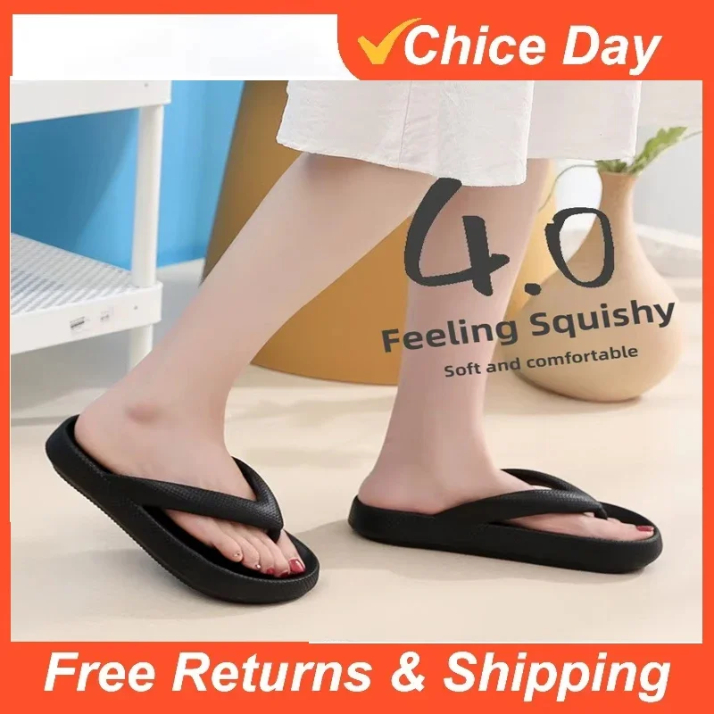 

Summer Flip Flops Flat Platform Comfy Women Soft Sole Beach Slippers Fashion Sandals House Bathroom Non-Slip Thick Soled Shoes