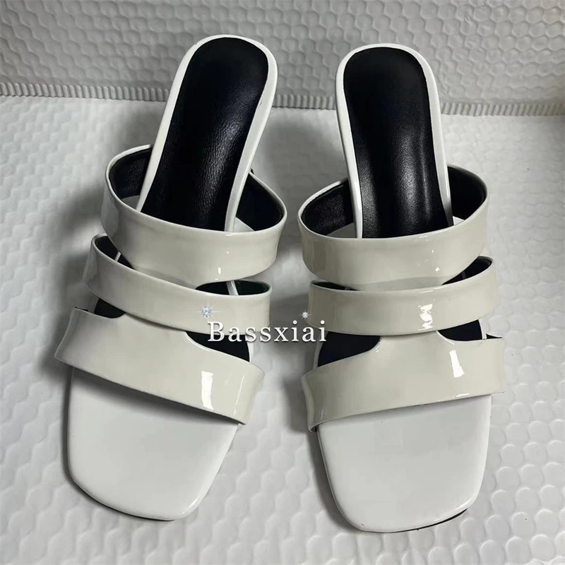 Perline Perle Sandali con tacco strano Donna Sandali con cinturino in vera pelle unici Ciabatte estive sottili per ragazze