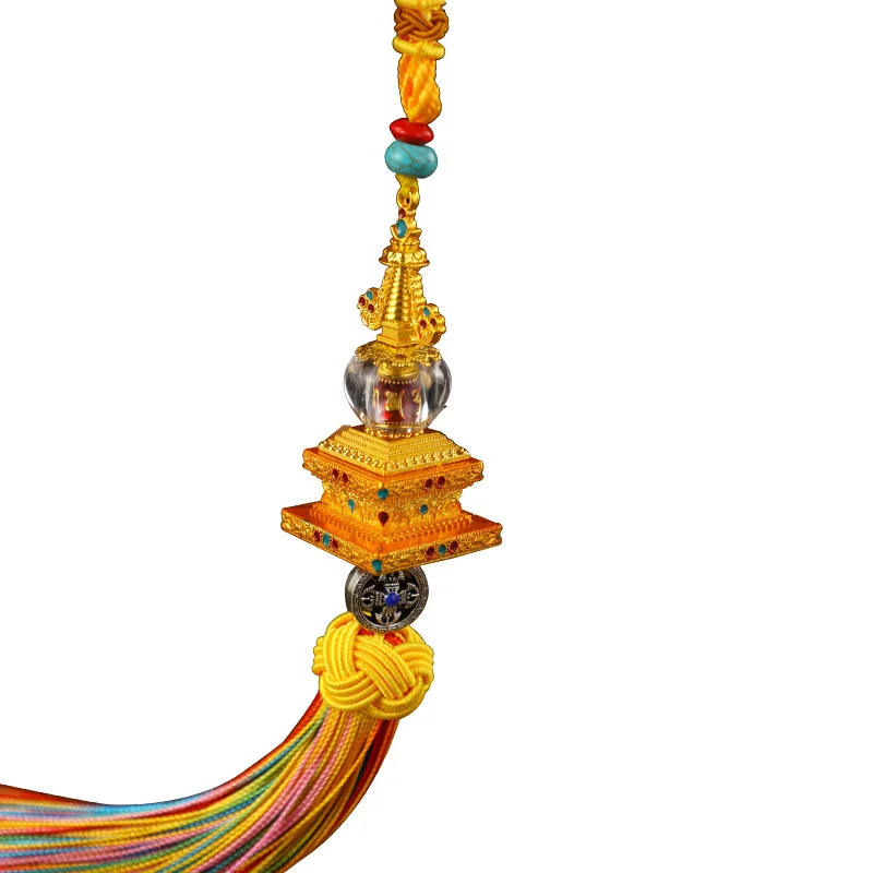 Car Buddha Pagoda Car Hanging Decoration Transparent Bodhi Pagoda Decoration Car Hanging Decoration Alloy Diamond Rod