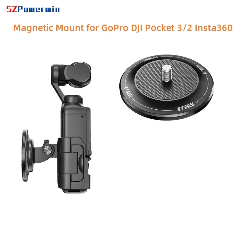 Magnetic Mount Bracket Base Holder with 1/4inch Screw Replacement for GoPro Hero DJI Pocket 3/2 Insta360 Sports Cameras