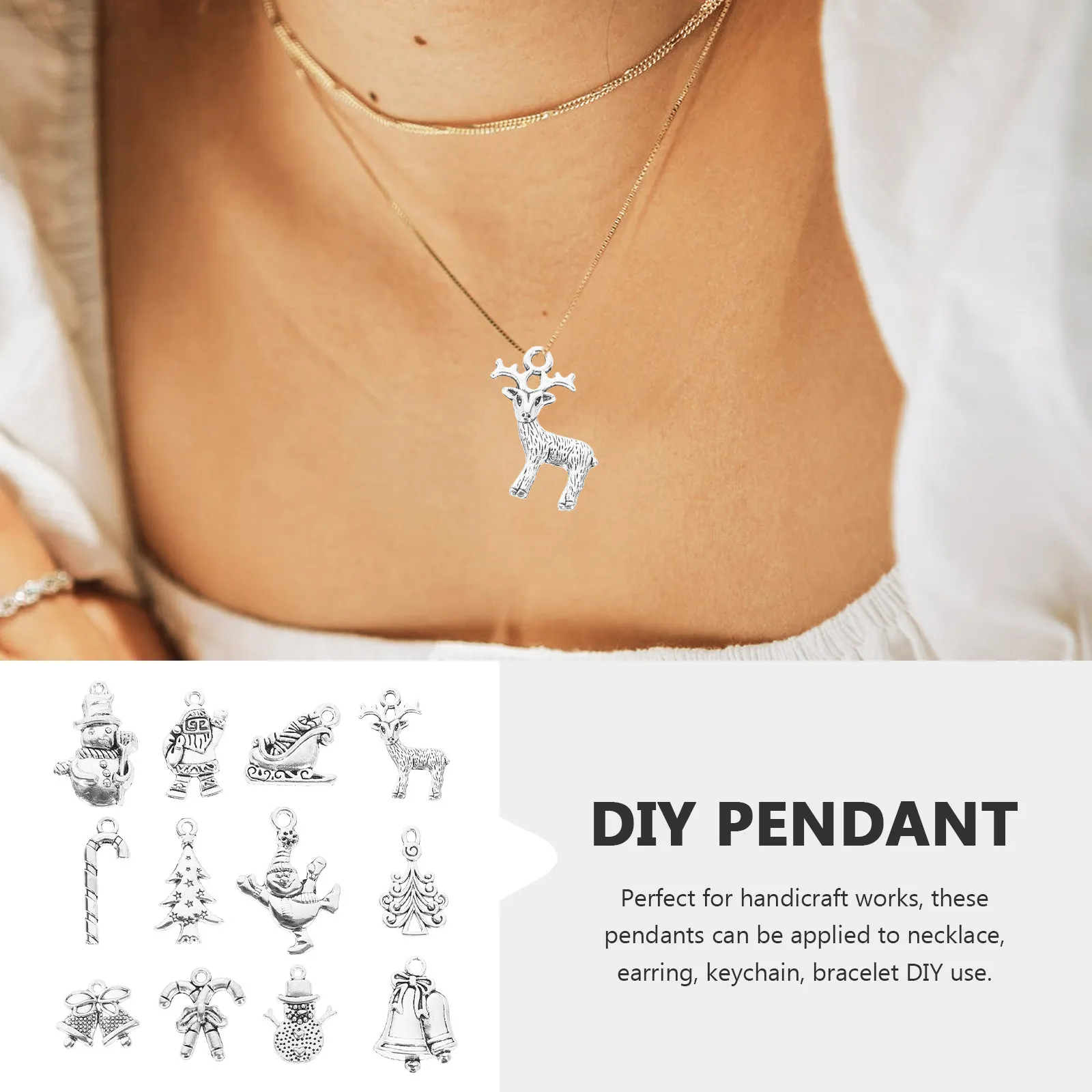 

12Pcs Christmas Tree Pendants Alloy DIY Jewelry Charms for Necklace Bracelet Keychain Sweater Chain Craft Making Supplies