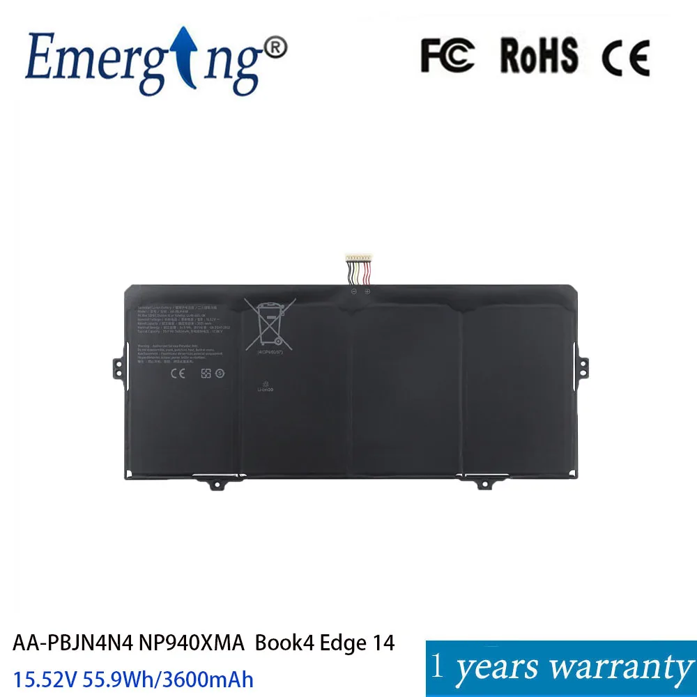 

Вывесной аккумулятор для Samsung Galaxy Book4 Edge 14 серии NP940XMA NP940XMA-KB1US AA-PBJN4N4 15,52 В, 55,9 Втч, 3600 мАч